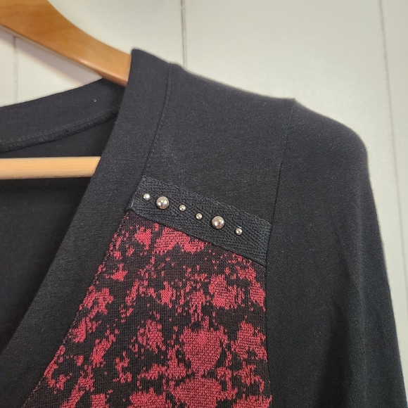 Y2K Whimsigoth Red Black Tunic Mini Dress Dolcezza Long Sleeve Size Small Goth - Picture 5 of 12